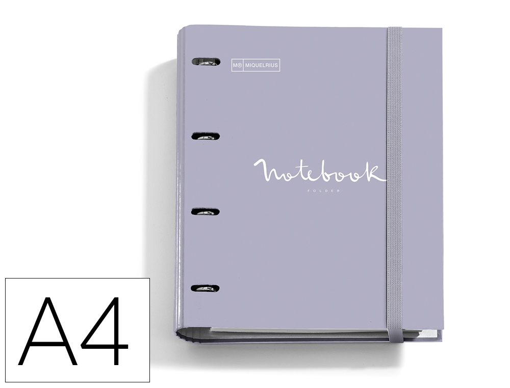 CARPETA CON RECAMBIO MIQUELRIUS EMOTIONS DIN A4 CUADRO 5 MM 4 ANILLAS 35 MM COLOR GRIS