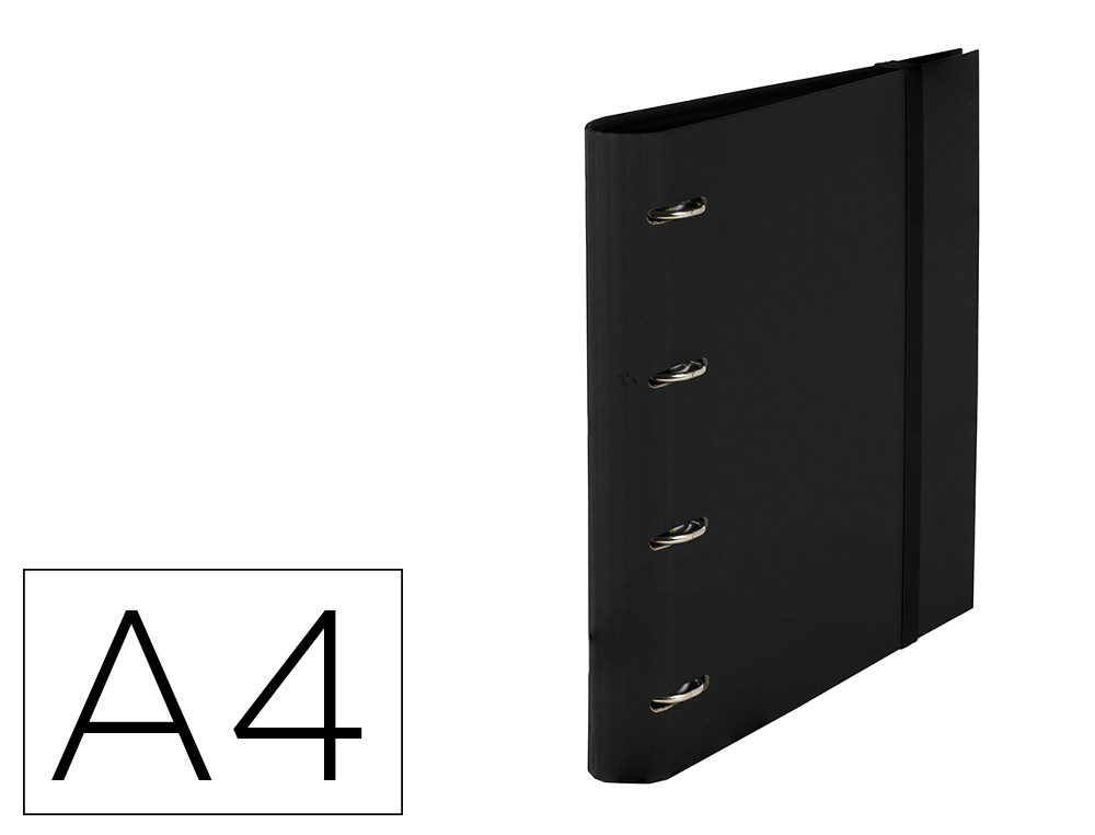 CARPETA 4 ANILLAS DE 35 MM PARDO CARTON FORRADO TOUCH DIN A4 CON RECAMBIO 120 HOJAS 90 GR NEGRO