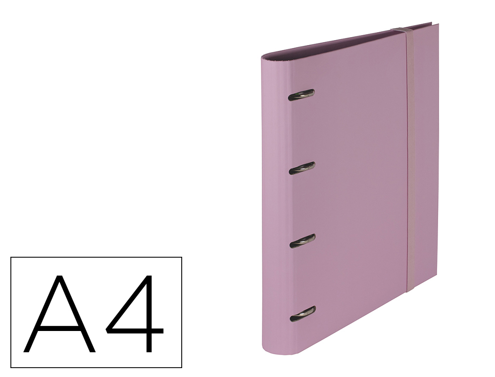 CARPETA 4 ANILLAS DE 35 MM PARDO CARTON FORRADO TOUCH DIN A4 CON RECAMBIO 120 HOJAS 90 GR ROSA PASTEL