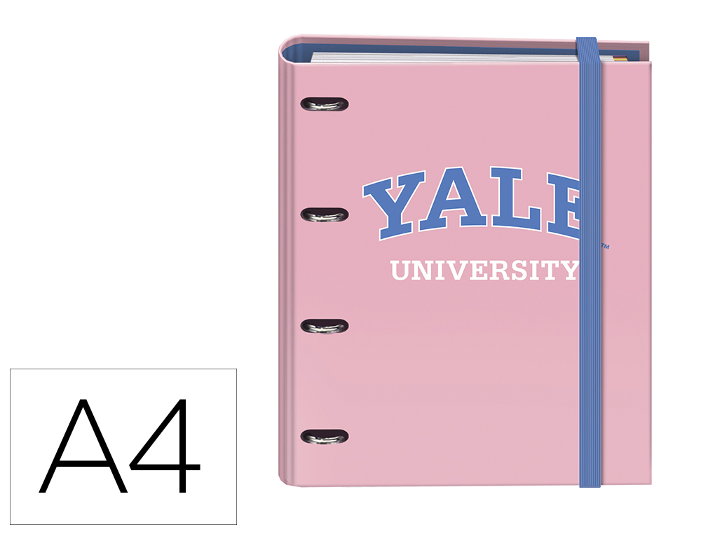 CARPETA 4 ANILLAS DE 35 MM DOHE DIN A4 CARTON FORRADO CON RECAMBIO 100 HOJAS 90 GR CUADRO 5 MM YALE UNIVERSITY