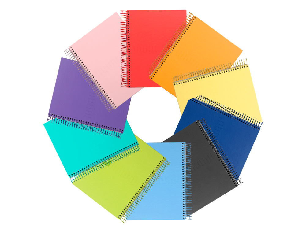 CUADERNO ESPIRAL LIDERPAPEL A5 CRAFTY TAPA FORRADA 80H 90GR CUADRO 4MM CON MARGEN COLORES SURTIDOS