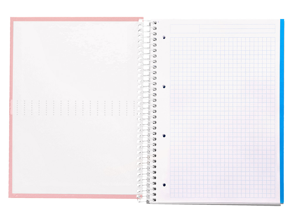 CUADERNO ESPIRAL LIDERPAPEL A4 MICRO CRAFTY TAPA FORRADA 120H 90GR CUADRO 5MM 5 BANDAS 4 COLORES COLOR ROSA