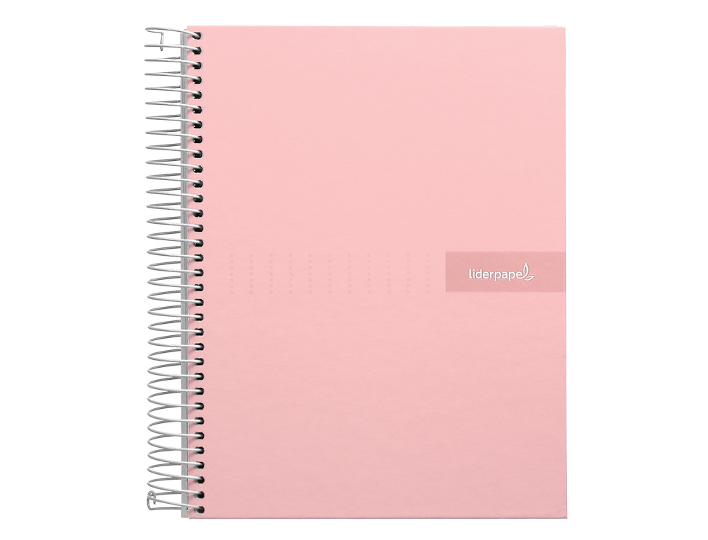 CUADERNO ESPIRAL LIDERPAPEL A4 MICRO CRAFTY TAPA FORRADA 120H 90GR CUADRO 5MM 5 BANDAS 4 COLORES COLOR ROSA