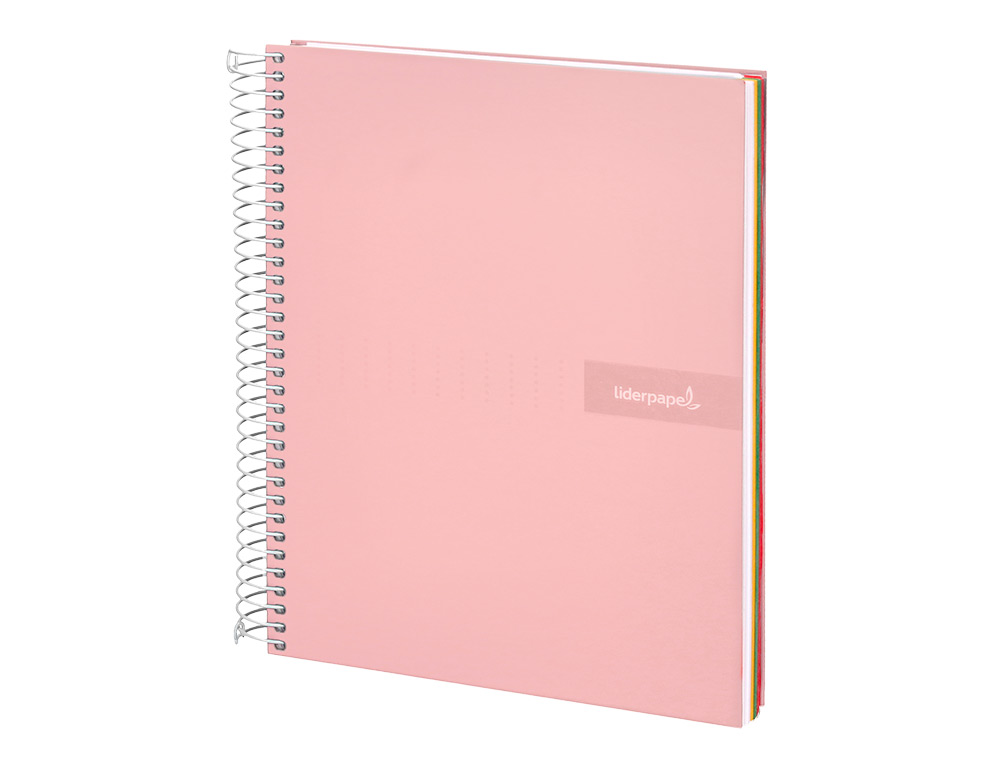 CUADERNO ESPIRAL LIDERPAPEL A4 MICRO CRAFTY TAPA FORRADA 120H 90GR CUADRO 5MM 5 BANDAS 4 COLORES COLOR ROSA