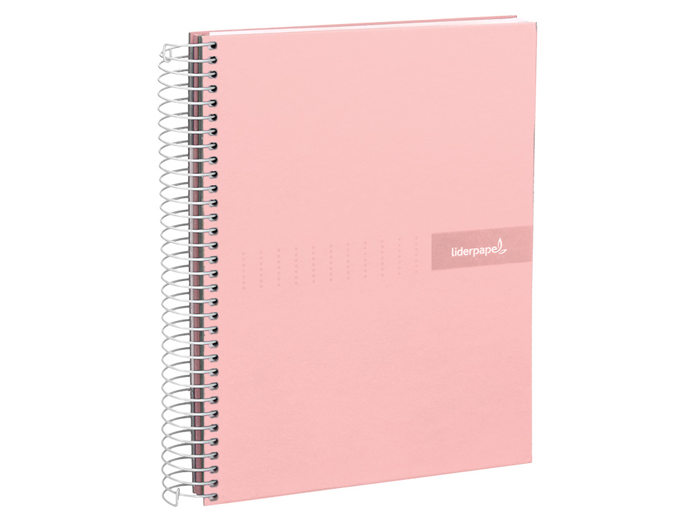 CUADERNO ESPIRAL LIDERPAPEL A4 MICRO CRAFTY TAPA FORRADA 120H 90GR CUADRO 5MM 5 BANDAS 4 COLORES COLOR ROSA