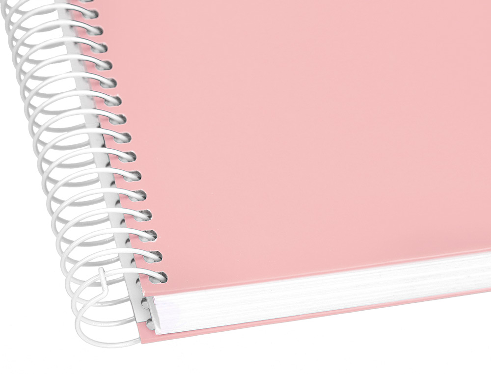 CUADERNO ESPIRAL LIDERPAPEL A4 MICRO CRAFTY TAPA FORRADA 120H 90GR CUADRO 5MM 5 BANDAS 4 COLORES COLOR ROSA