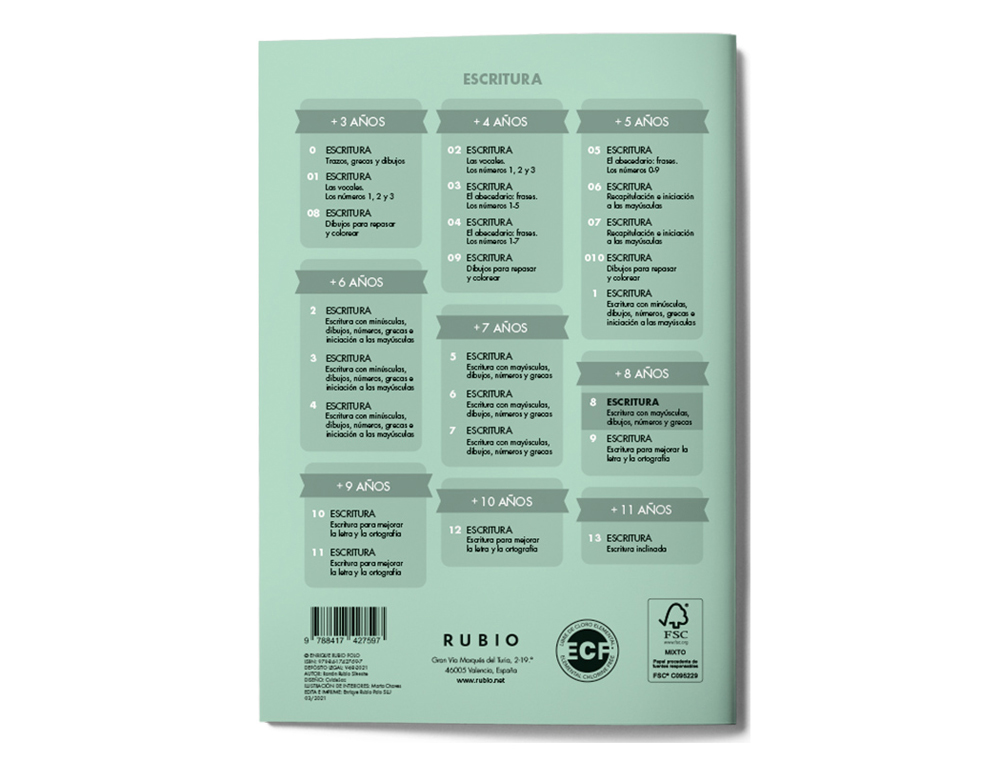 CUADERNO RUBIO CALIGRAFIA Nº 8