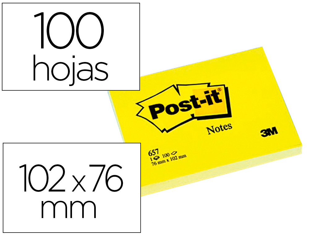 BLOCO DE NOTAS ADESIVAS POST-IT AMARELO 74 X 100 MM