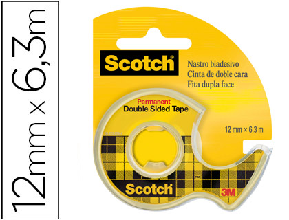 SCOTCH CINTA DOBLE CARA C/ DISPENSADOR 12,7MM X 6M