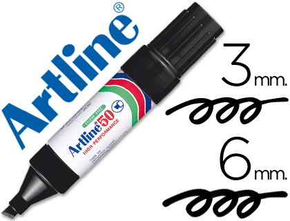 ROTULADOR ARTLINE MARCADOR PERMANENTE EK-50 NEGRO PUNTA BISELADA 6 MM PAPEL  METAL Y CRISTAL