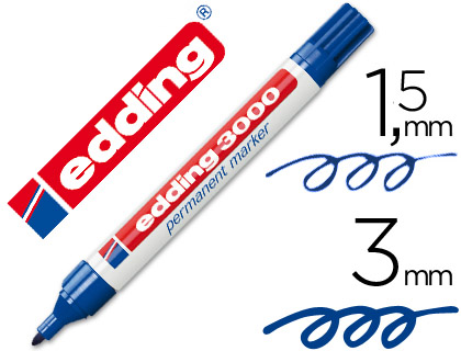 ROTULADOR EDDING MARCADOR PERMANENTE 3000 AZUL PUNTA REDONDA 1,5-3 MM  RECARGABLE