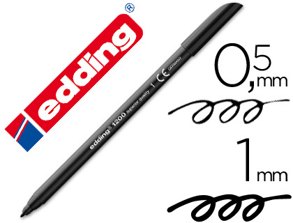 edding 141 F rotulador permanente - negro - 1 rotulador - punta redonda de  0,6 mm - bolígrafo para escribir sobre cristal, plástico, láminas y