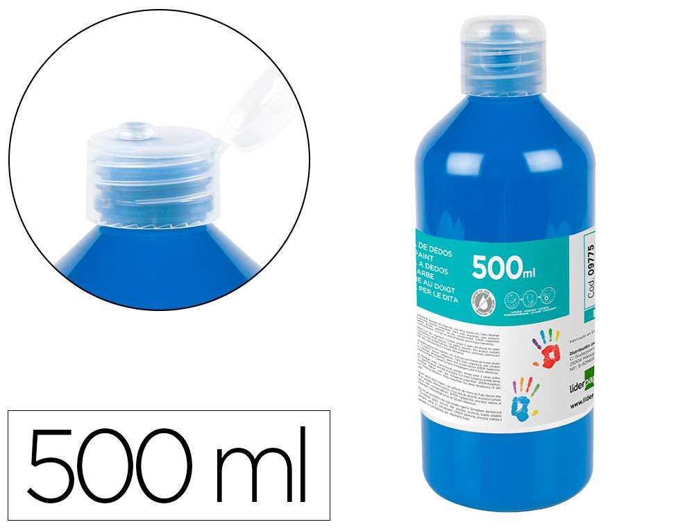 Libros y Papel - LiderOffice  PINTURA DEDOS LIDERPAPEL BOTELLA DE 500 ML  AZUL