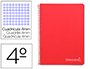 CUADERNO ESPIRAL LIDERPAPEL CUARTO WITTY TAPA DURA 80H 75GR CUADRO 4MM CON MARGEN COLOR ROJO