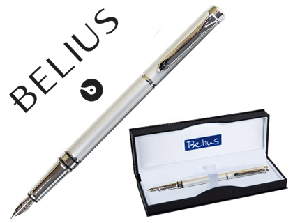 PLUMA BELIUS NUREMBERG GRIS TINTA AZUL EN ESTUCHE