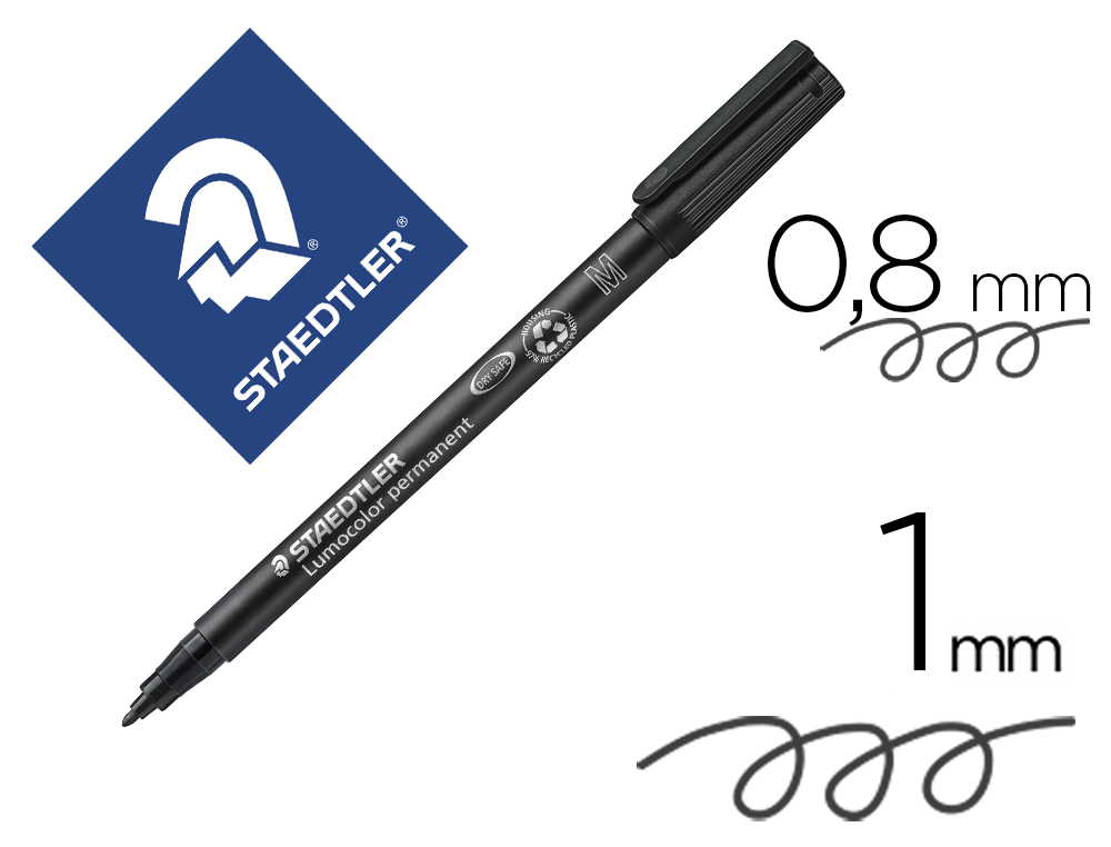 Staedtler Lumocor 318 Caja 10 Rotuladores Permanentes 0.6mm Negro