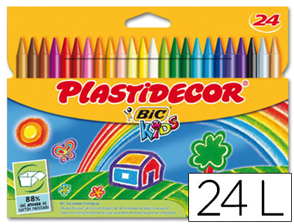 Lapiz cera plastidecor 18 colores paquete 12 cajas - Copistería Papelería  El Estudiante