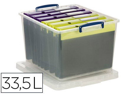 ORGANIZADOR ARCHIVO 2000 APILABLE POLIESTIRENO TRANSPARENTE CON TAPA Y ASAS 33,5 LITROS 465X383X285 MM