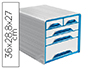 FICHERO CAJONES DE SOBREMESA CEP 5 CAJONES MIXTOS BLANCO/AZUL 360X288X270 MM