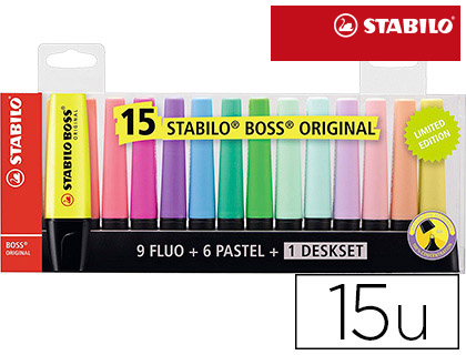 ROTULADOR STABILO BOSS 70 ENVASE 15 COLORES