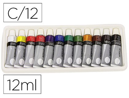 Pintura acrilica daler rowney simply caja de 12 colores surtidos tubo de 12 ml