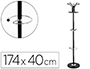 PERCHERO METALICO Q-CONNECT NEGRO DE PIE 10 COLGADORES Y PARAGUERO 174X40 CM