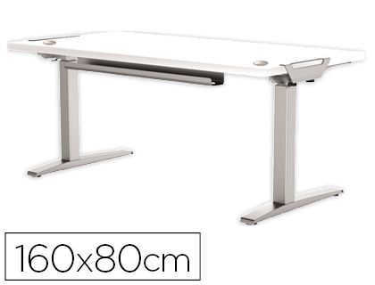 Mesa Oficina Faldón Metálico Blanco Kunna 200x80 Cm