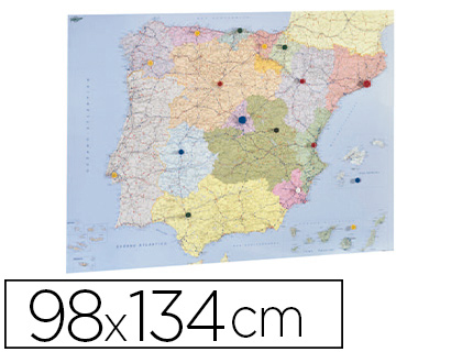 Mapa parede faibo espanha e portugal plastificiado enrolado 98x134 cm