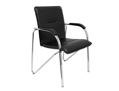 SILLA CONFIDENTE PYC ESTRUCTURA CROMADA CON BRAZOS SIMIL PIEL NEGRA 880X600X552 MM PACK DE 2 UNIDADES