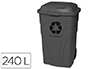 PAPELERA CONTENEDOR Q-CONNECT PLASTICO CON TAPADERA 240L COLOR GRIS 1040X610X610 MM CON RUEDAS