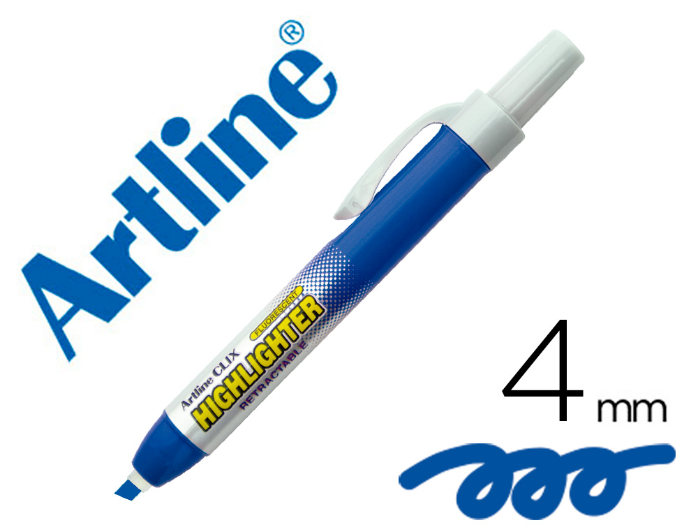 Rotulador artline clix fluorescente ek-63 azul punta biselada 4 mm