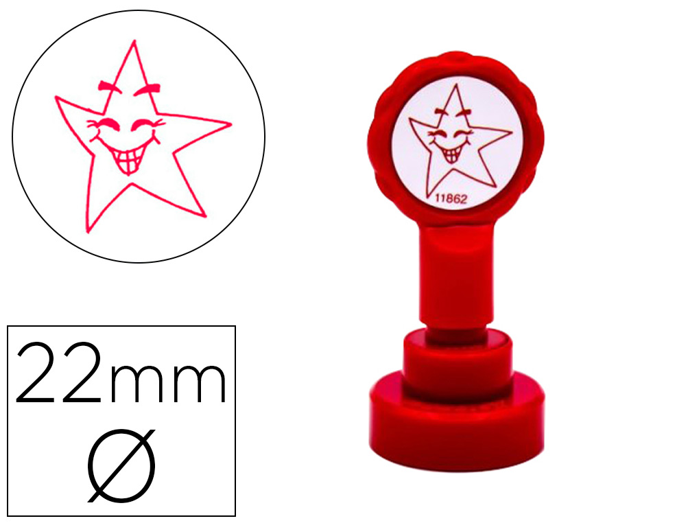 Sello artline emoticono estrella color rojo 22 mm diametro