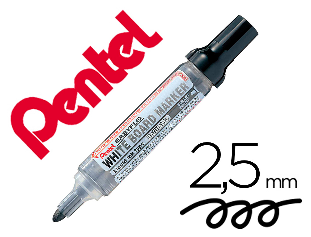 MARCADOR PENTEL PARA QUADRO BRANCO EASYFLO RECARREGAVEL COR PRETO