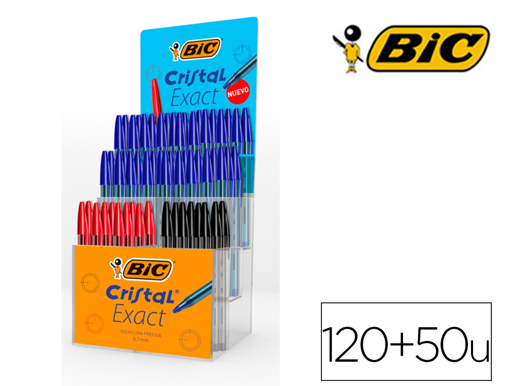 Boligrafo bic cristal exact expositor de 120 unidades colores surtidos