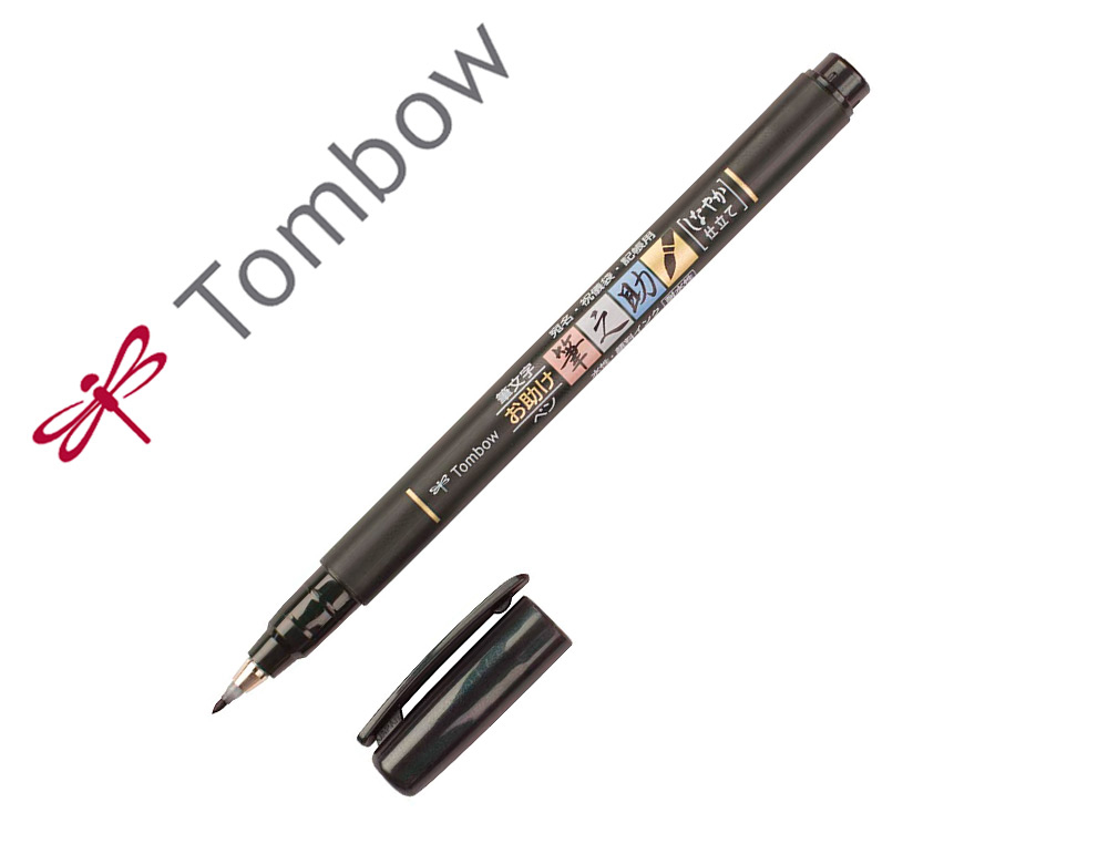 Rotulador tombow punta pincel dual fudenosuke punta blanda tinta base de agua negro