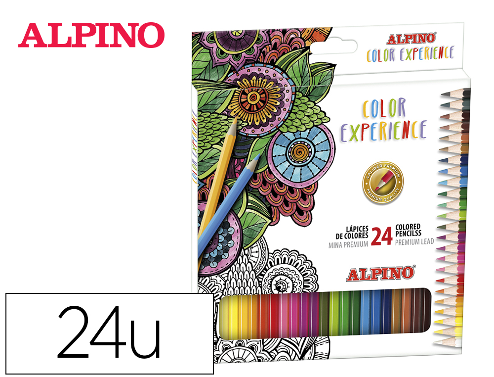 Lapices de colores alpino experience mina premium 3,3 mm caja cartón de 24 unidades colores