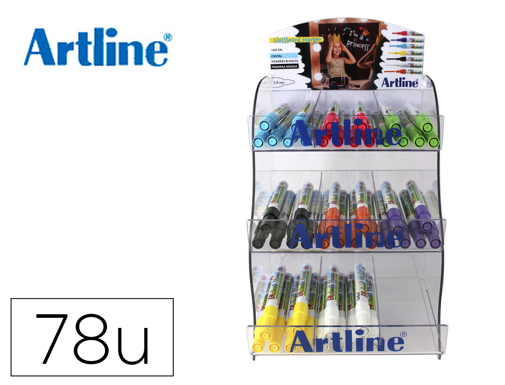 Rotulador artline pizarra epd-4 opaque ink board punta redonda 2 mm expositor de 78 unidades colores surtidos