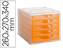 FICHERO CAJONES DE SOBREMESA ARCHIVO 2000 APILABLE 5 CAJONES NARANJA TRANSLUCIDO 260X270X340 MM