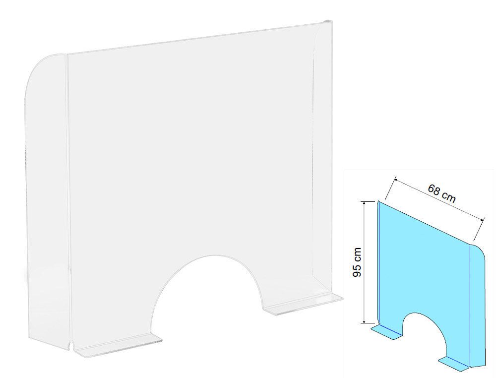 PANTALLA DE PROTECCION DE PIE PARA MOSTRADOR PREMIUM PPMA 4MM HERMETICO APERTURA 150 MM MEDIDAS 680X950 MM