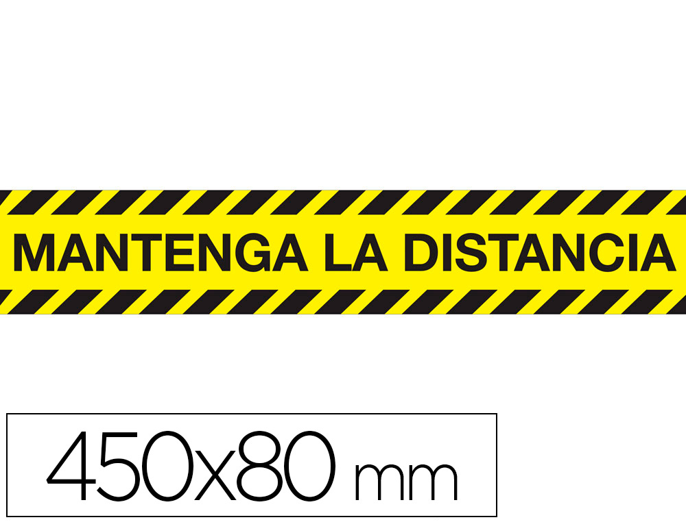 Cinta adhesiva de señalizacion mantenga la distancia de seguridad pvc 165 mc 450x80 mm