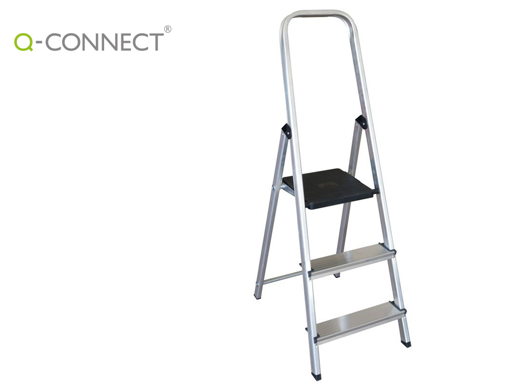 Escalera q-connect de aluminio 3 peldaños 590x400x1260 mm peso maximo 150 kg en-131