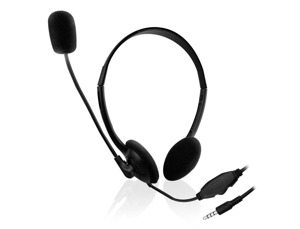 AURICULAR EWENT DIADEMA CON MICROFONO JACK 3,5 MM LONGITUD CABLE 1,8 MT