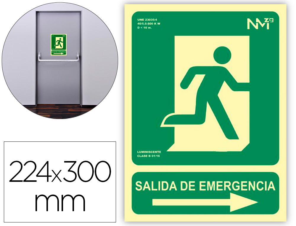 Cartel PVC Fotoluminiscente Pulsador Alarma 210x300 clase B