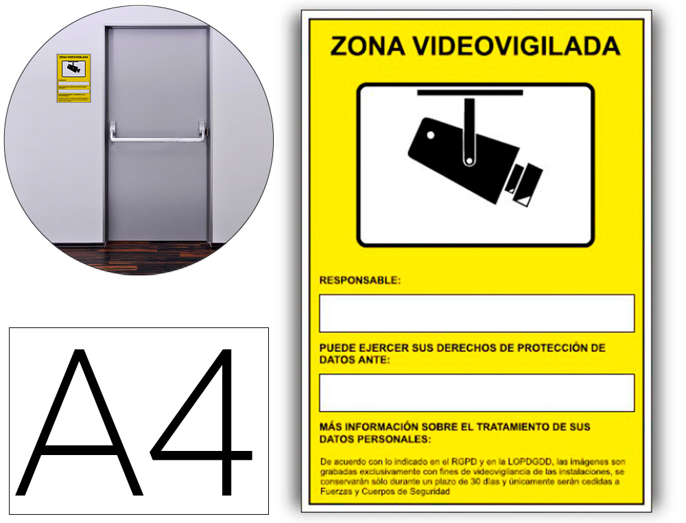 SIMPLIFICANDO, S.L. - OFICINAS  PICTOGRAMA ARCHIVO 2000 CAMARAS DE  VIGILANCIA EN GRABACION LAS 24 HORAS PVC AMARILLO LUMINISCENTE 210X297