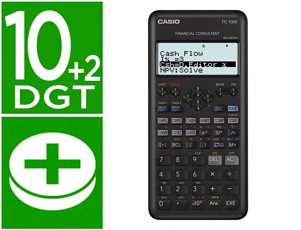 pivote Manto Buena suerte SIMPLIFICANDO, S.L. - OFICINAS | CALCULADORA CASIO FC-100V FINANCIERA 4  LINEAS 10+2 DIGITOS ALMACENAMIENTO FLASH CALCULO DE GANANCIAS CON TAPA