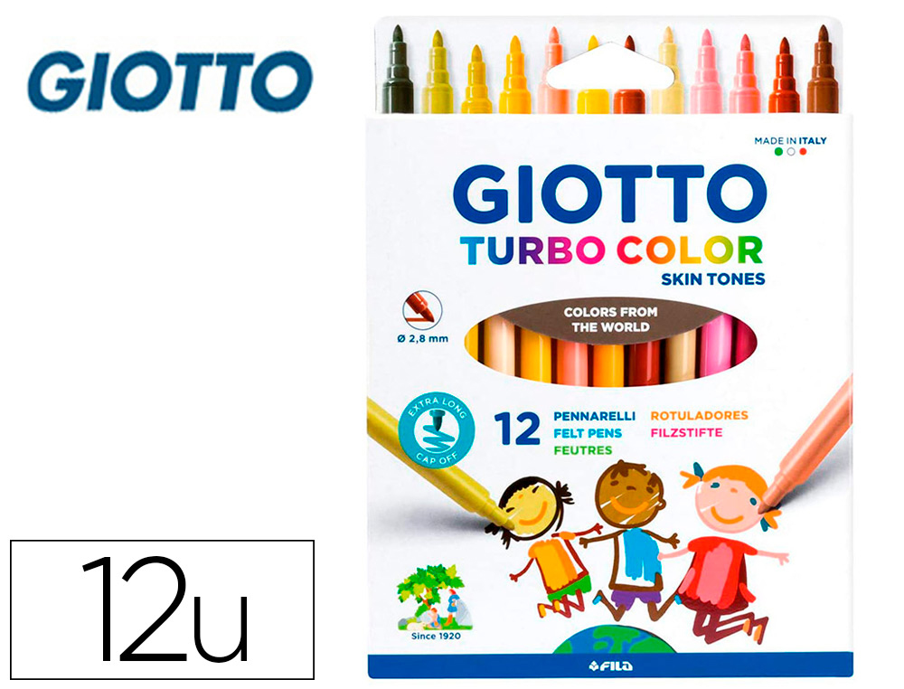 MATERIAL DE OFICINA BARATO  ROTULADOR GIOTTO TURBO COLOR SKIN TONES  LAVABLE PUNTA BLOQUEADA CAJA DE 12 COLORES SURTIDOS