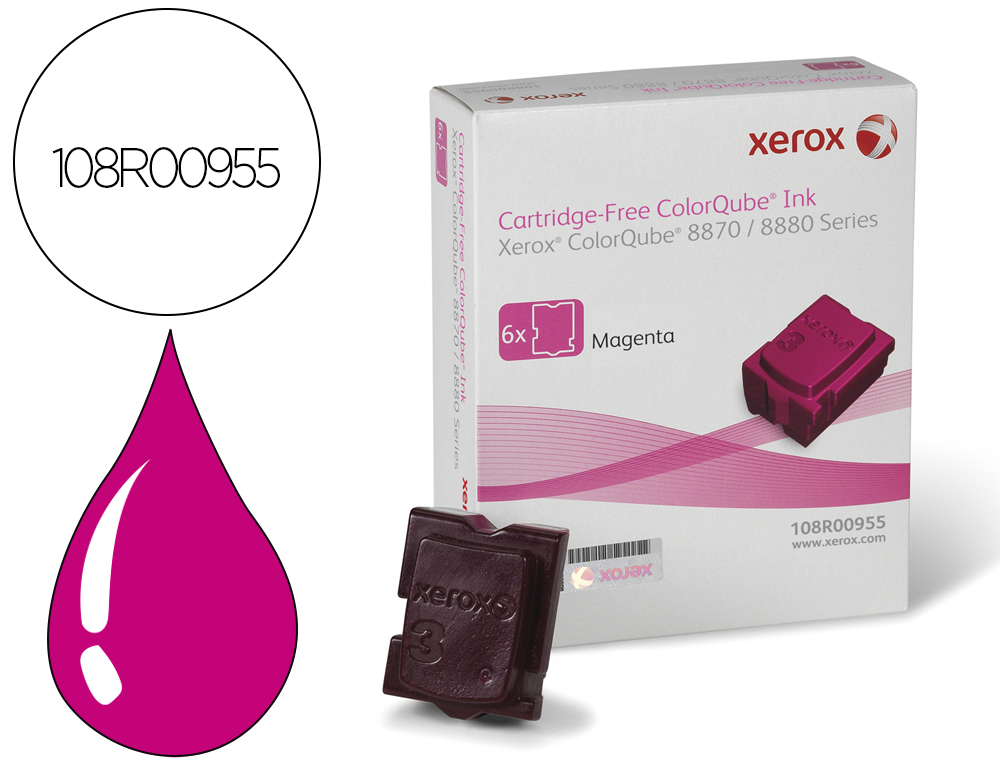 Tinta solida xerox e 8870 / 8880 magenta 17300 paginas pack de 6 unidades