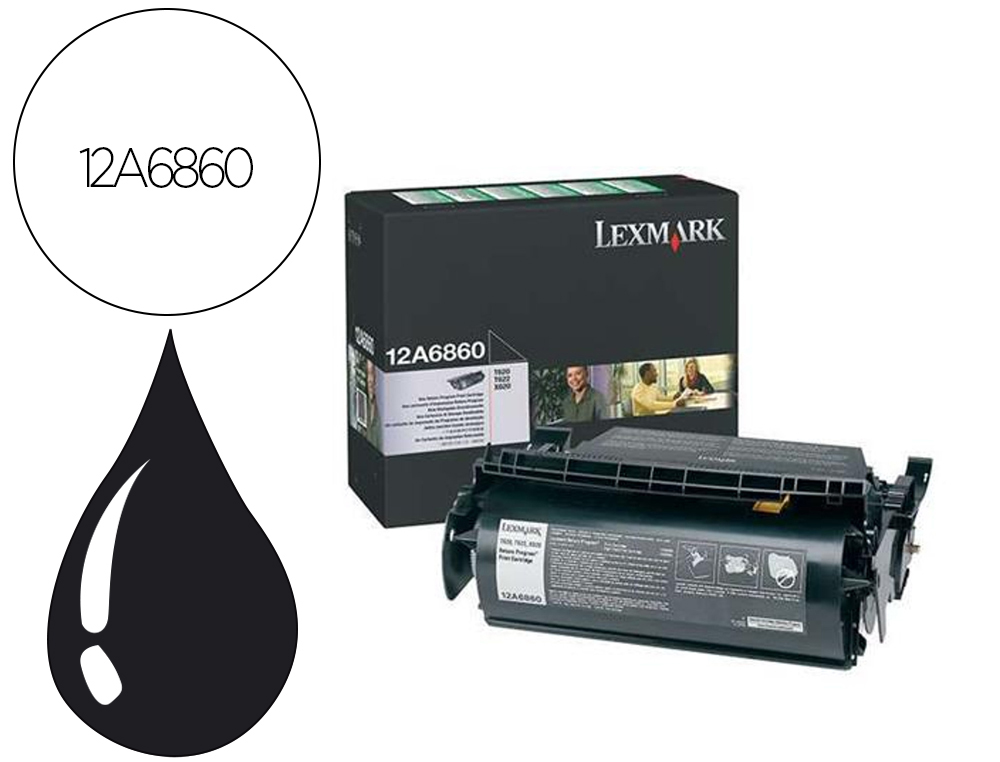 Toner lexmark laser t620 / t622 12a6860 negro 10000 paginas