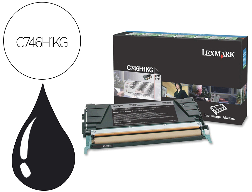 Toner lexmark laser c746h1kg c746 / c748 negro 12000 paginas