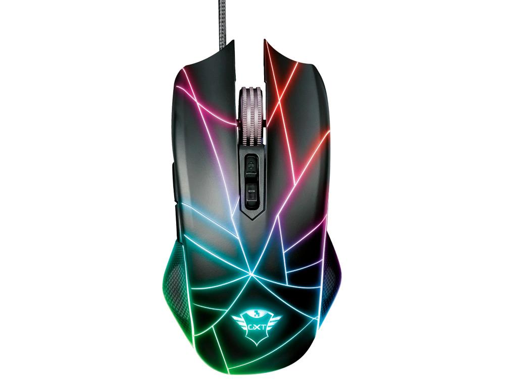 RATON TRUST GAMING GXT160X TURE RGB 7 BOTONES LUCES LED ILUMINACION PERSONALIZABLE 200/4500 DPI COLOR NEGRO
